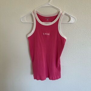 Old Navy Pink and White Love Tank Top
